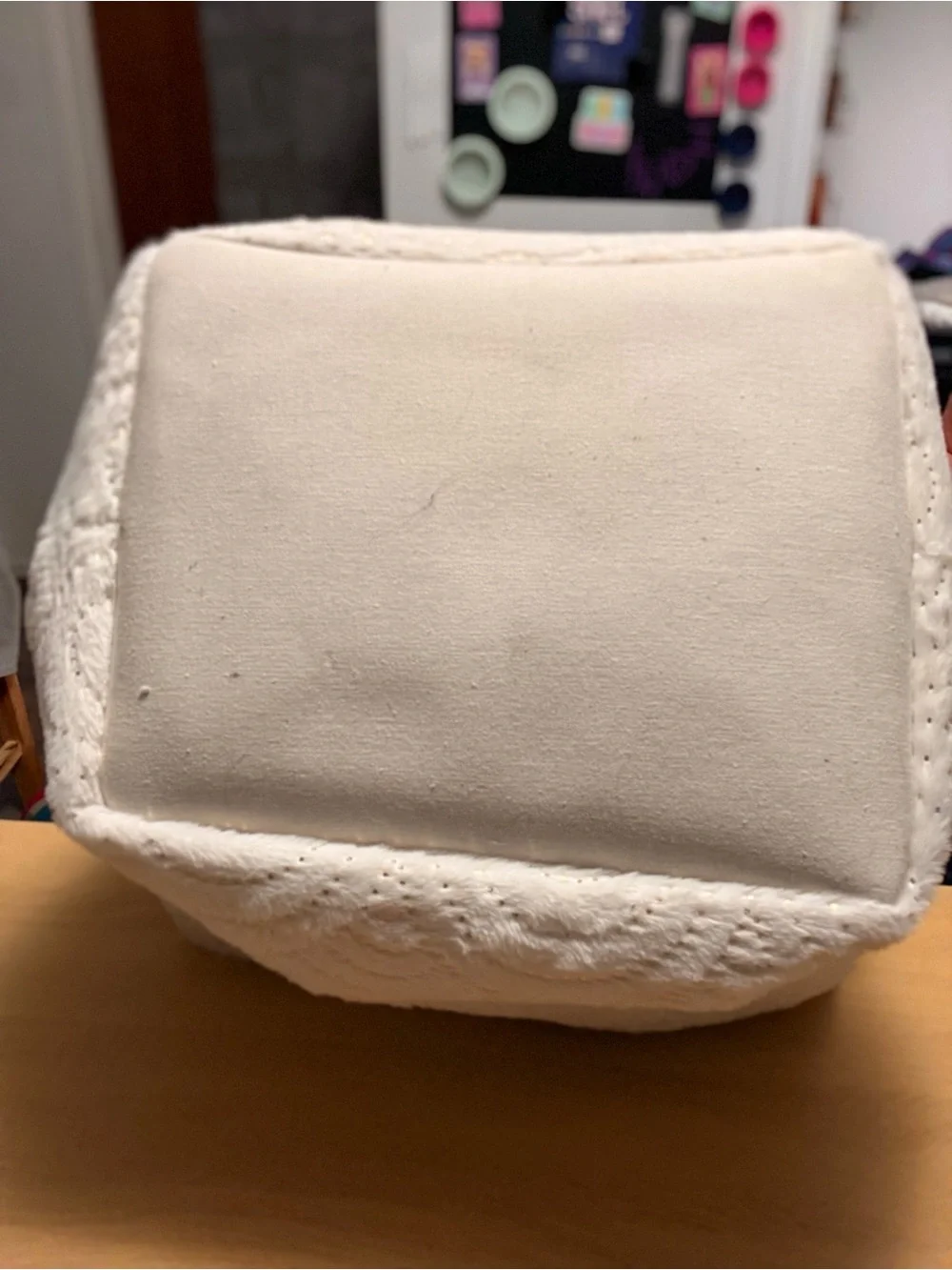 Cream Plush Textured Wave Storage Bin